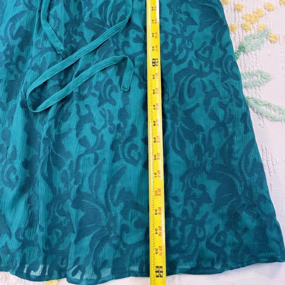 Moulinette Soeurs anthropologie Teal Lace Overlay Flutter Sleeve 14 dress - Picture 5 of 12
